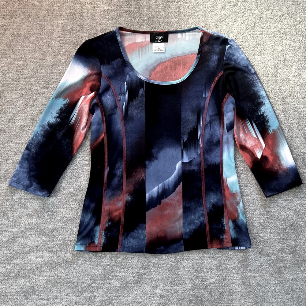 Libra Colorful Scoopneck Topstitch Shirt